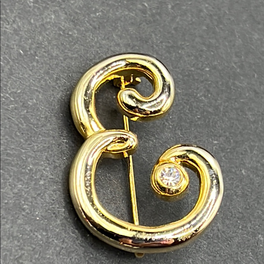 Vintage Aai Rhinestone “E” Brooch